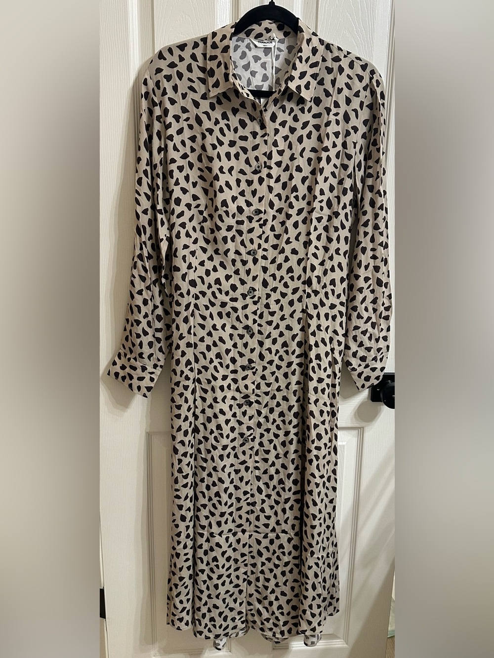 Thakoon Beige Shirt Dress with Black Abstract Spot Print Size 6 - Picture 2 of 5